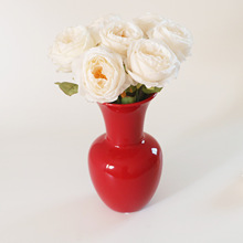 婚礼新年 红色陶瓷花瓶 现代玄关花器工艺品白瓷高温水培鲜花