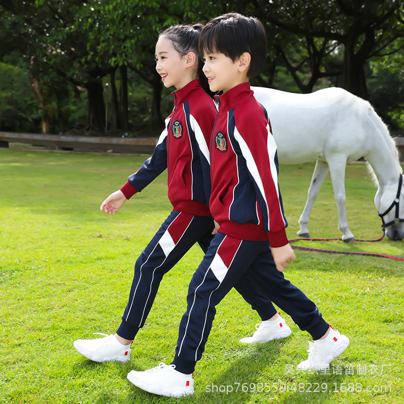 秋装幼儿园园服长袖儿童蓝色紫色运动套装中小学生校服2021新款潮