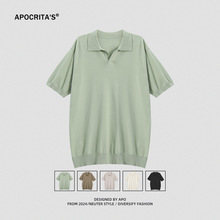 APO男装|简约短袖针织t恤2024夏季莱赛尔上衣设计垂感男生POLO衫