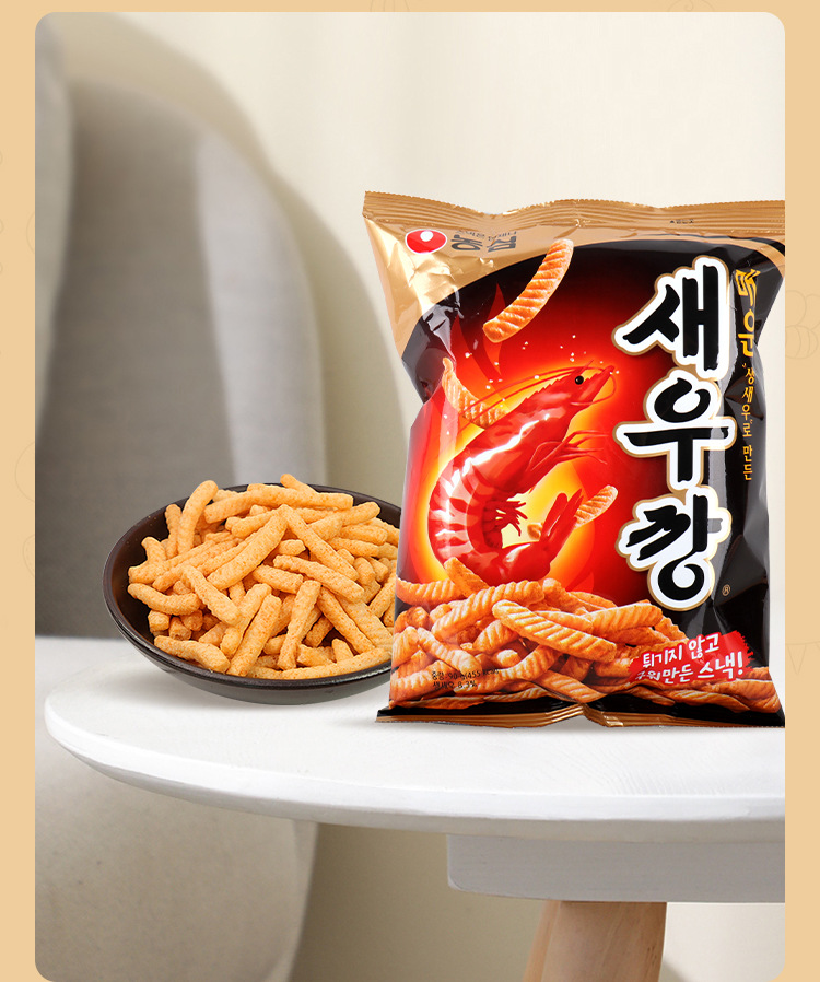 韩国农心牌鲜虾条90g办公休闲零食鲜虾片68g薄脆膨化食品虾片虾条
