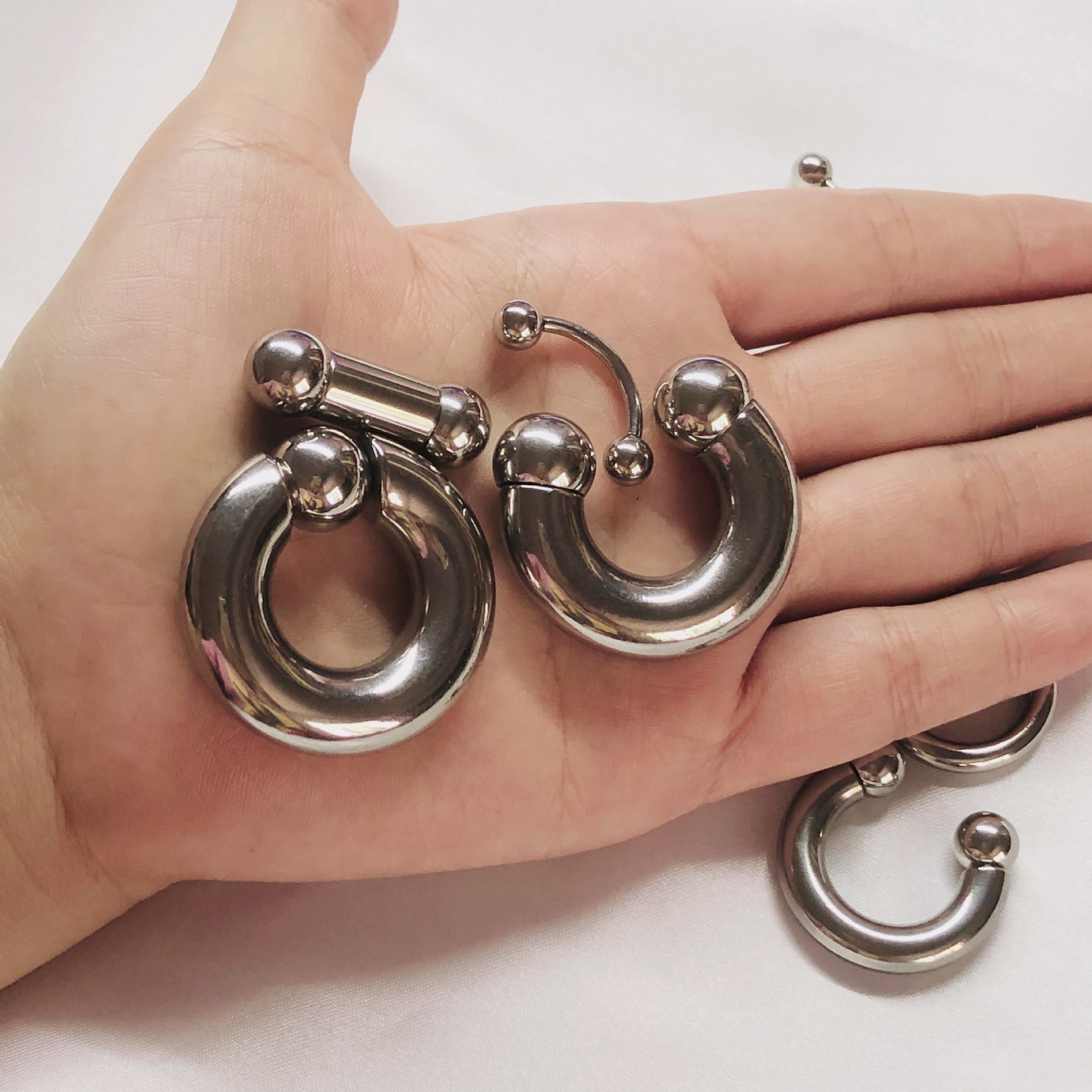 马蹄杆大尺寸男阴环乳环卡球耳环粗bcr弹簧球内牙人体穿刺饰品