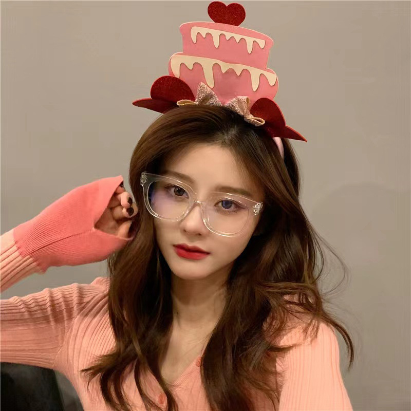 卡通生日派对装饰帽 亮片生日帽蛋糕帽 氛围感布置装饰品装饰发箍