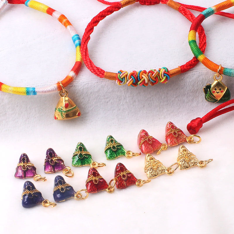 Alloy Small Zongzi Dragon Boat Festival Colorful Carrying Strap Children Baby DIY Zongzi Accessories Gift Wholesale Alloy Zongzi