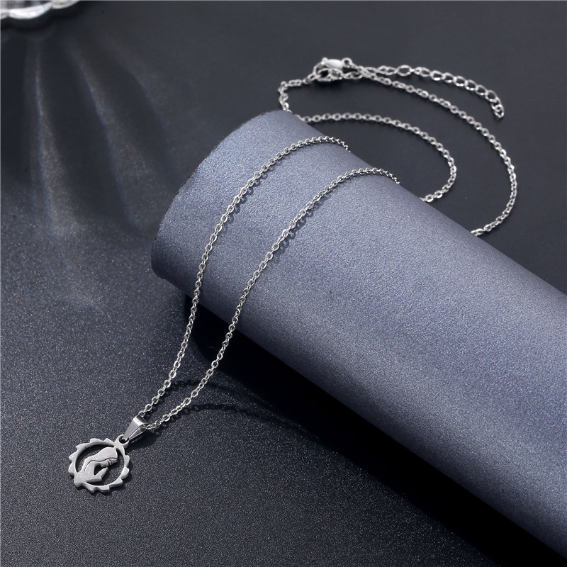 Cross-Border Creative Hot Titanium Steel Stainless Steel round Mother Pendant Women's Mother's Day Necklace Can Be Graphic Customization