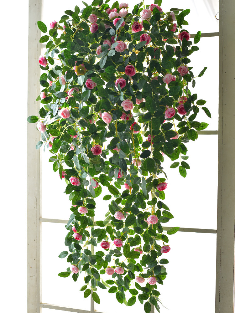 玫瑰花藤条装饰花藤装饰吊兰蔷薇花室内悬挂植物假花藤蔓绿植