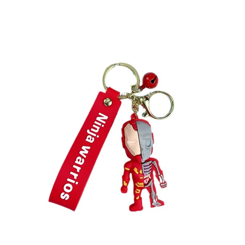 Creative Semi-Anatomy Avengers Keychain Trendy Cool Mechanical Iron Man Spider-Man Key Chain Marvel Pendant