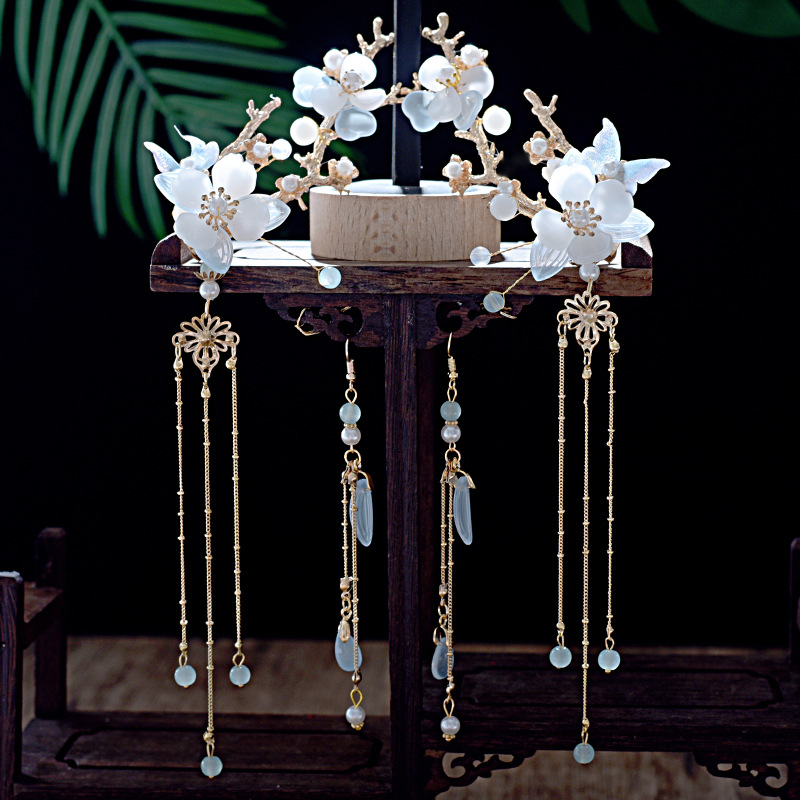 汉服头饰发冠古风凤冠秀禾头饰结婚中式新娘流苏步摇发簪发饰全套