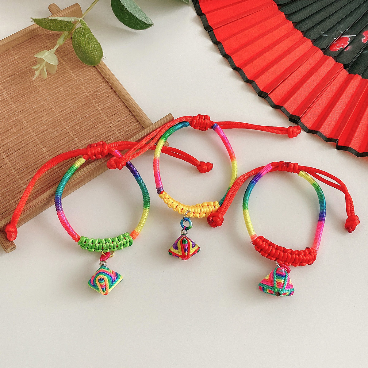 端午节五彩绳手链编织绳手工红绳小粽子手链儿童宝宝平安绳子彩线