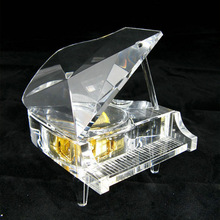 水晶钢琴情人节礼物摆件蓝牙MP4钢琴模型可定制彩印照片钢琴摆件