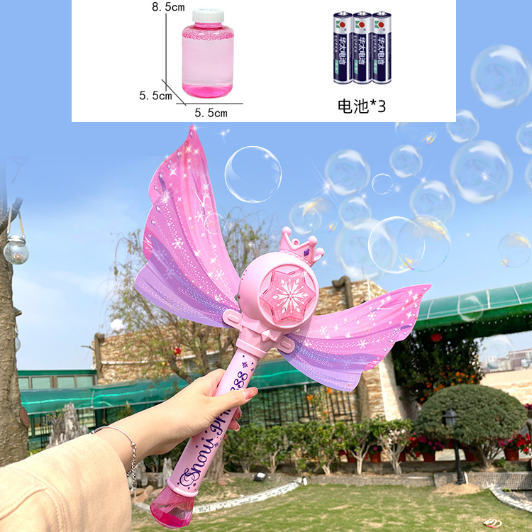 Instafamous Princess Magic Wand Bubble Machine Fairy Hand-Held Luminous Music Leak-Proof Bubble Wand Girls' Toy Automatic