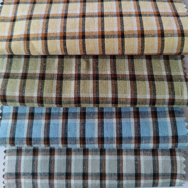 全棉色织小方格格子布衬衫面料新款欧美风男士衬衫布休闲装色织布