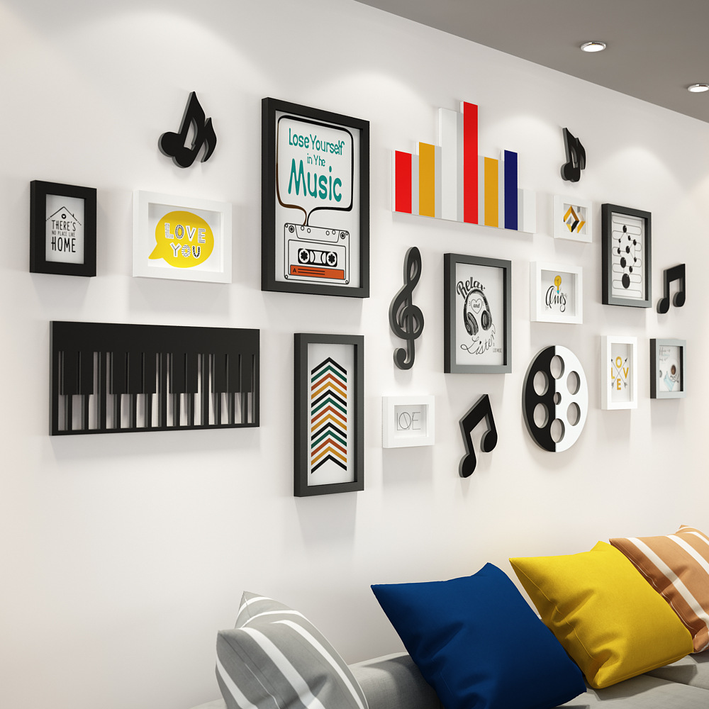 高分子_b02音乐潮流照片墙简约现代客厅装饰挂画组合相框墙挂饰品