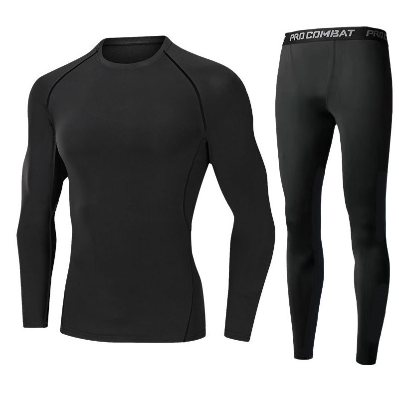 跨境压缩运动套装运动紧身衣套装男士健身服速干跑步篮球紧身衣裤