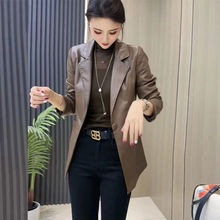韩版时尚显瘦西装外套女2024新款秋冬季设计感百搭休闲皮衣外套潮