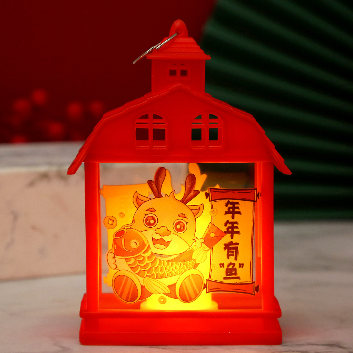 2024 New Year Led Luminous House Small Lantern Spring Festival Lantern Dragon Year Festive Pendant Desktop Decoration Small Night Lamp