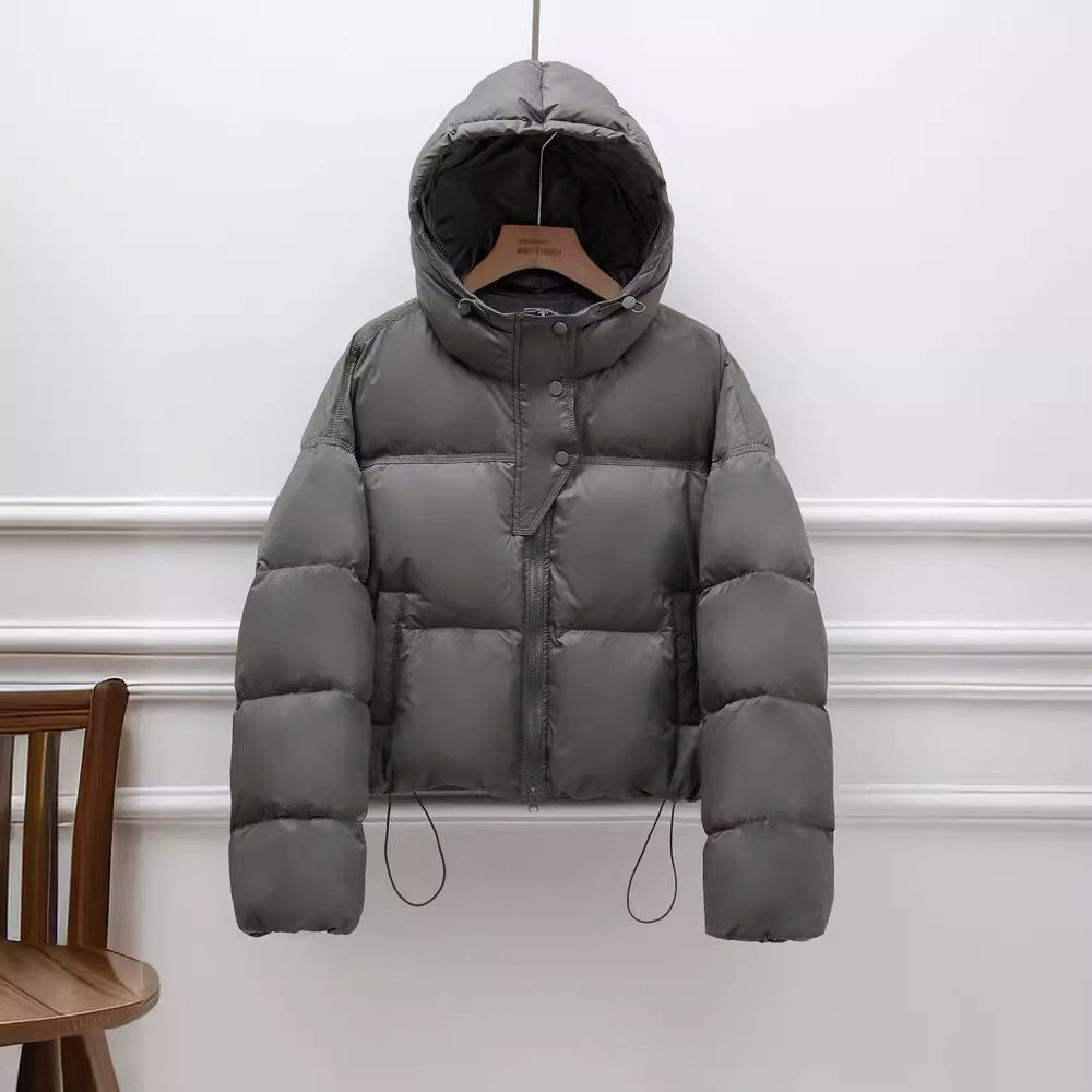 2024冬季新款韩版短款连帽羽绒服女超轻加厚时尚潮白鸭绒小个外套