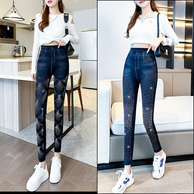 Spring and Autumn New Jeans Women's Outer Wear Skinny Pants High Waist Slim Fit Slimming Versatile Cropped Leggings