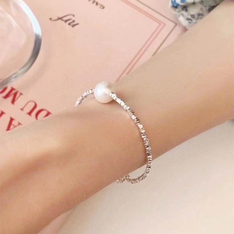 Factory Wholesale S925 Sterling Silver Small Pieces of Silver Pearl Necklace Women's Broken Silver Several Two Clavicle Chain Pure Necklace Small