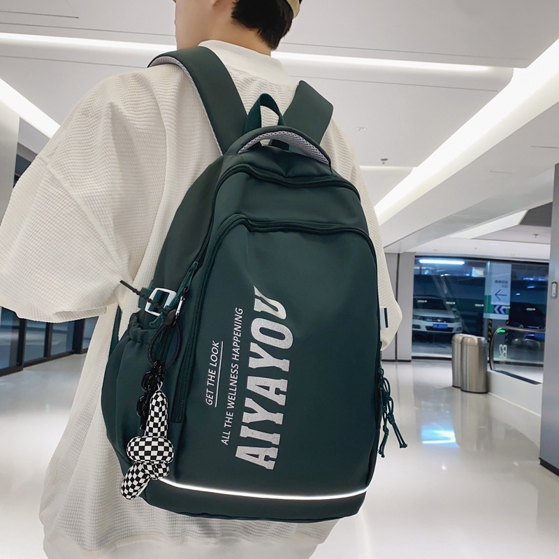 Middle School Student Schoolbag Men's 2023 New Fashionable Korean Style Fashionable Large Capacity Nylon Backpack High School and College Student Backpack