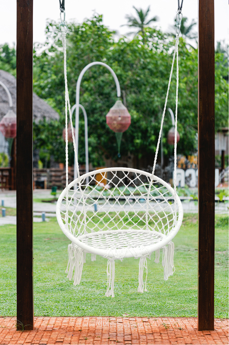 厂家ins吊椅北欧风室内棉绳编织吊篮流苏儿童秋千绳网部落