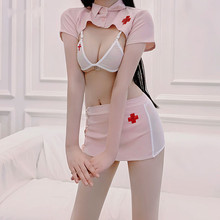 情趣内衣制服诱惑可爱角色性感粉嫩护士镂空漏胸分体套装新款扮演