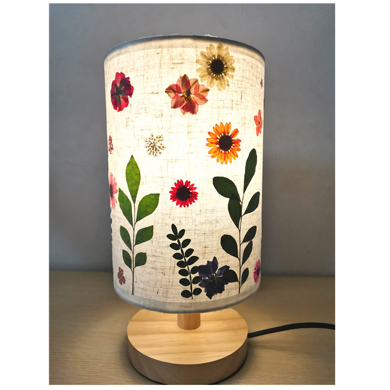 复古布艺干花台灯创意礼物diy手作小夜灯手工沙龙押花台灯床头灯