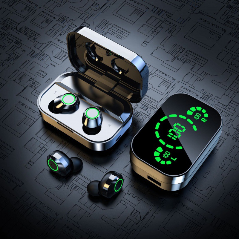 yd03 私模无线蓝牙耳机tws大屏智能数显入耳式呼吸灯运动耳机