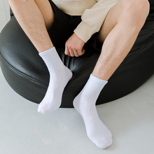 全棉中筒袜夏季黑白色运动袜袜子男士夏季女夏男女袜袜子纯棉夏