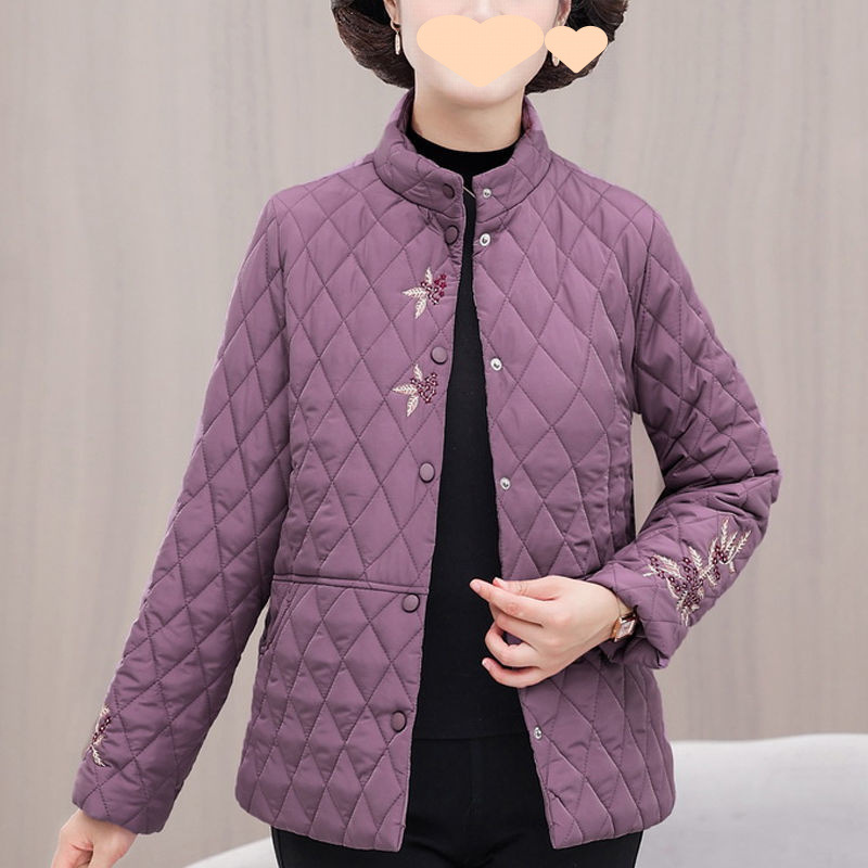 妈妈轻薄棉衣外套女秋冬装小棉袄2024新款奶奶棉服短款中老年女装