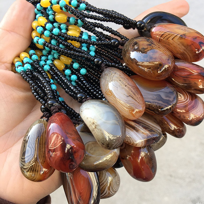 玛瑙原石吊坠批发 缠丝玛瑙手把件车挂原石项链毛衣链