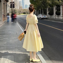 韩版新款法式复古温柔风连衣裙23夏季气质收腰显瘦休闲时尚茶歇裙