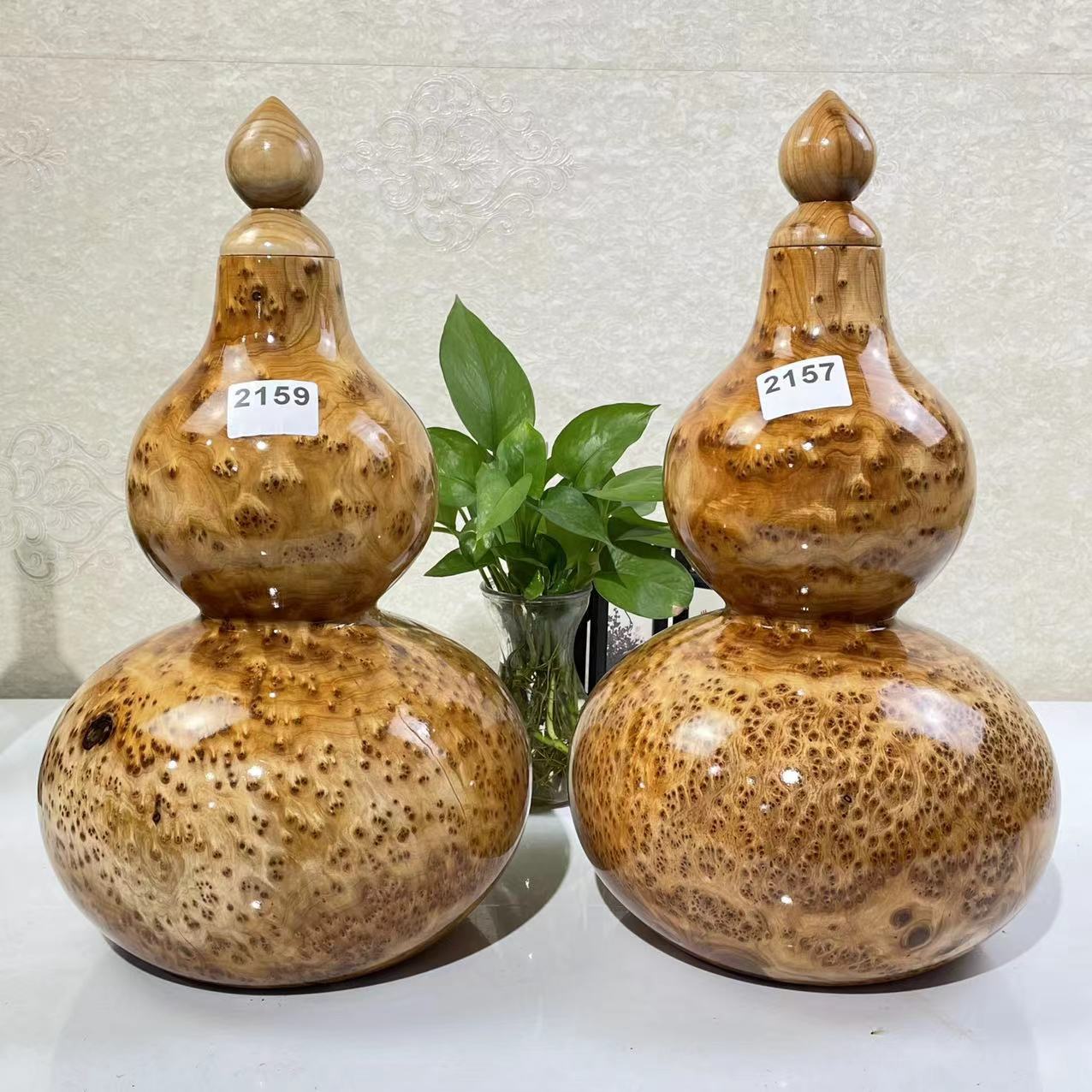 酒店商用美观工艺品香杉木葫芦摆件送礼装饰中式原木瘤花葫芦根雕