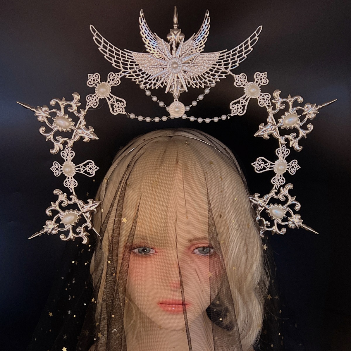 原创lolita圣母光环阿波罗太阳天使发箍教堂汉服头饰夸张摄影教皇