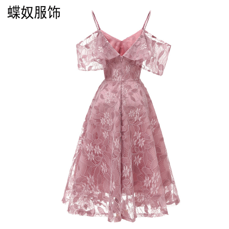 Lace Sling Lace Sleeve Dress 2024 Cross-Border Summer New Slim Fit Large Swing Sexy A- line Spot Women's Clothing Women Clothes