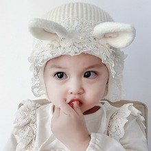 婴儿帽子秋冬婴幼儿女宝宝加厚保暖新生儿护耳针织公主儿童毛线帽