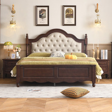 美式轻奢全实木复古1.8米双人床现代简约实木1.5米卧室储物公主床