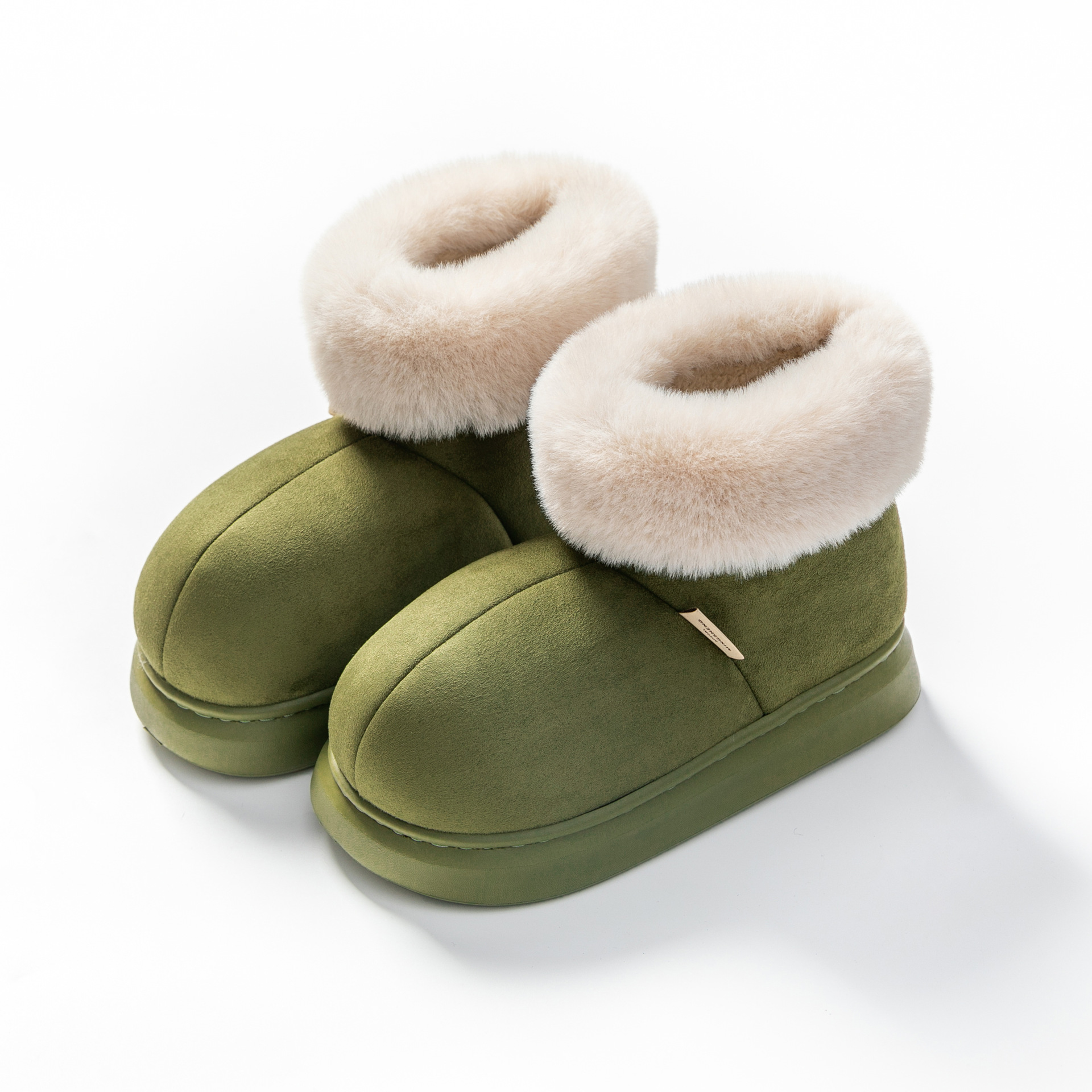 Thick-Soled Cotton Slippers Women's Winter Fleece-lined Indoor Home Bag Heel Confinement Cotton Shoes Big Fur Mouth Autumn and Winter Warm Feeling of Walking on Shit