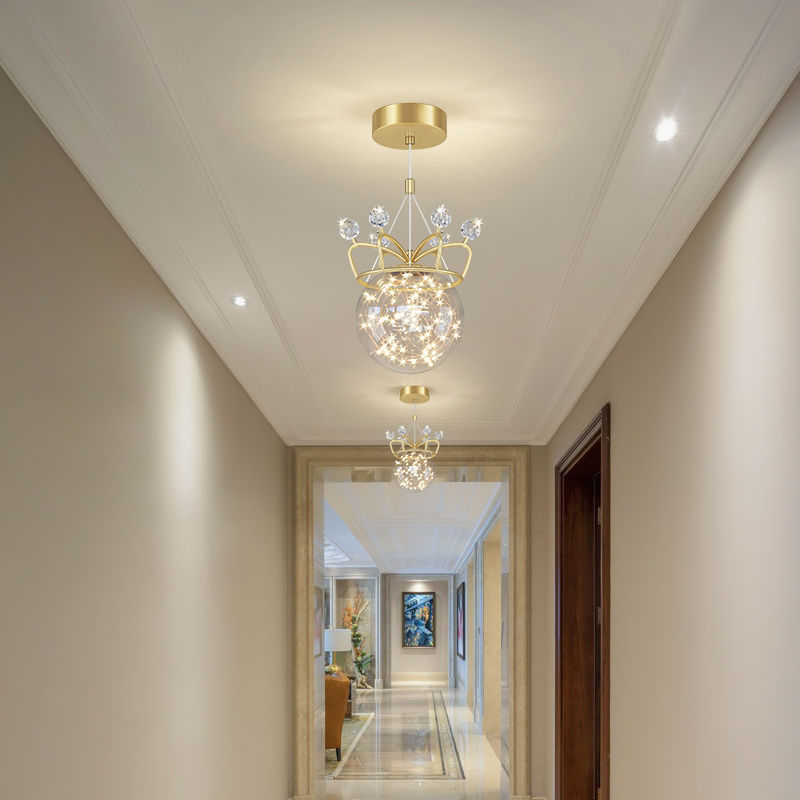 过道灯2022年新款北欧轻奢玄关入户走廊灯简约现代皇冠吊灯阳台灯