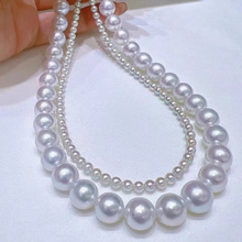 亚马逊跨境热卖丽颖同款天然淡水珍珠项链小灯泡白透粉3-4mm叠戴