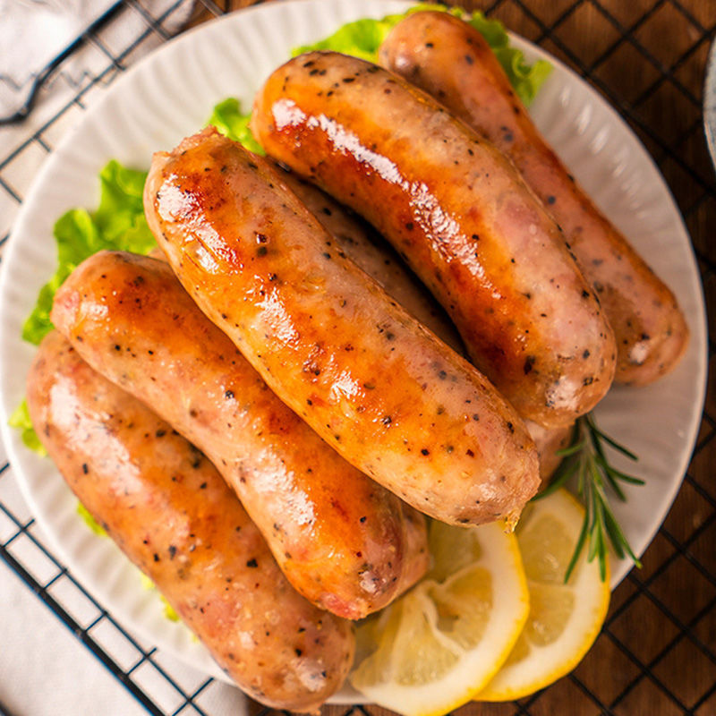 火山石烤肠香肠地道肠台湾手抓饼热狗肉肠香纯烧烤肠黑胡椒脆皮肠