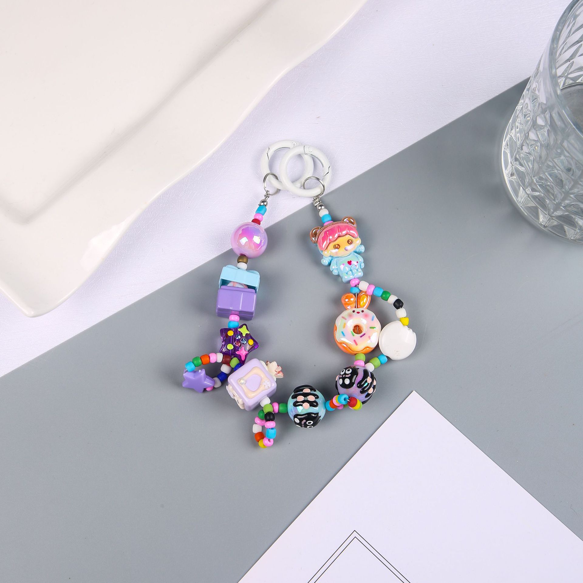 South Korea Ins Cute Hand-Painted Beads Phone Chain for Apple Huawei General Phone Case Lanyard Less Five-Pointed Star