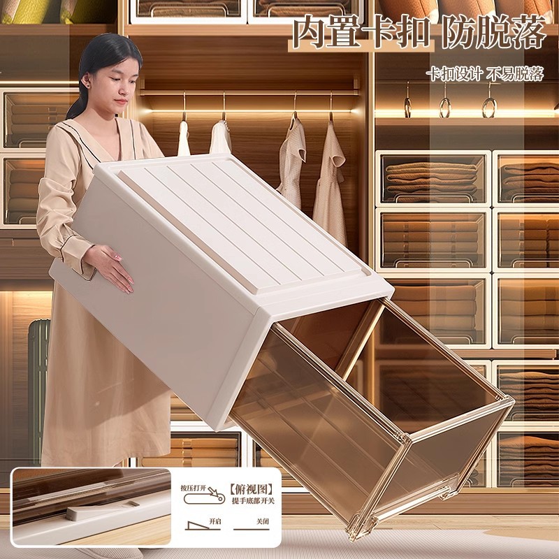 收纳箱抽屉式家用内衣物收纳盒零食储物柜塑料透明加厚宝宝收纳柜
