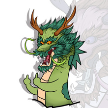 卡通龙车贴逐渐潦草鄙视搞笑创意汽车个性贴纸电动摩托车划痕装饰