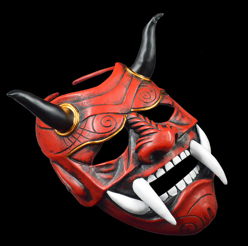 日式赤般若cos恐怖鬼脸獠牙魔王树脂万圣节集会演出面具挂摆件