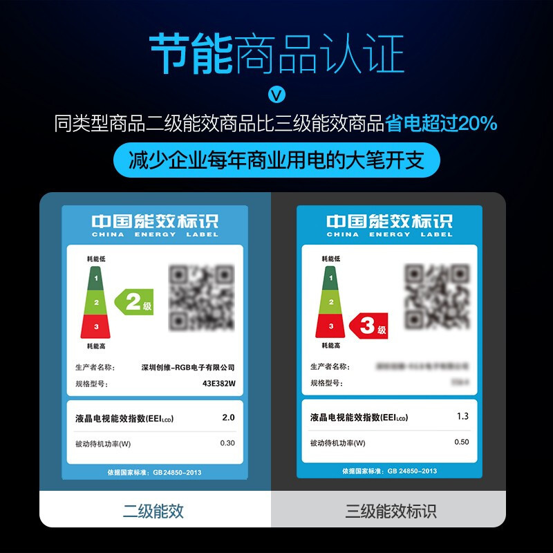 创·维40e382w 40/43寸 2k全高清二级节能 智能家用商用平板电视