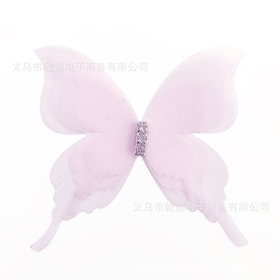 [Factory Goods] New Three-Layer Diamond Three-Dimensional Tulle Butterfly Brooch Colorful Simulation Fabric Diy Pin Accessories