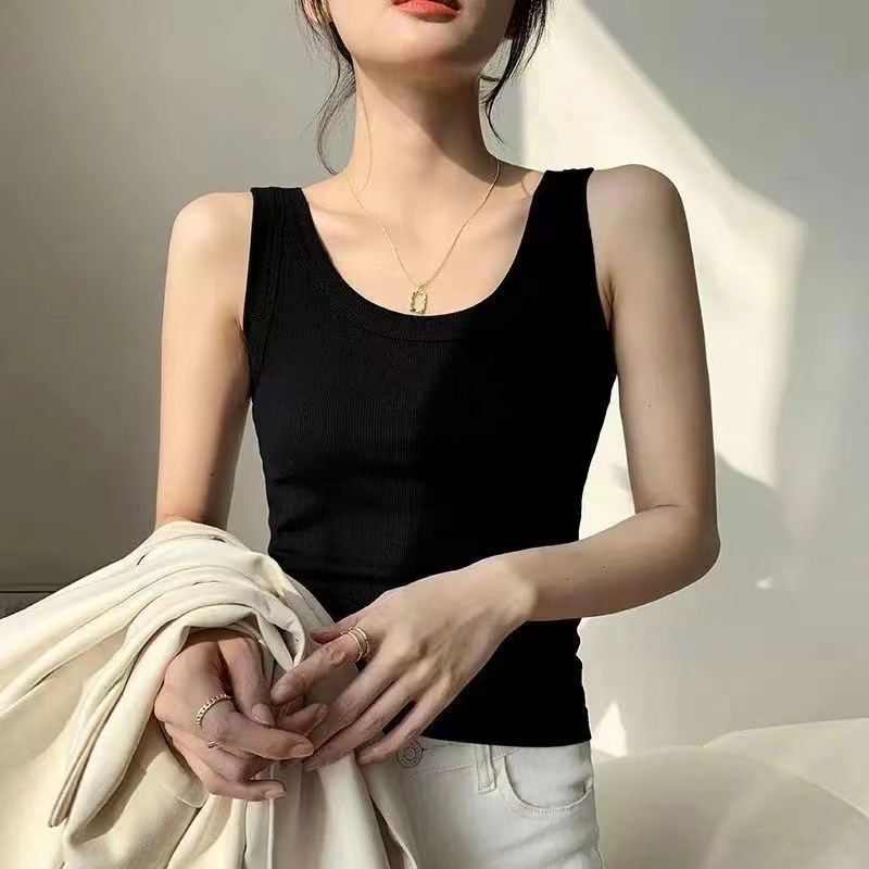 Best-Seller on Douyin Threaded Cotton Camisole Women's Anti-Exposure Inner Cover Supernumerary Breast Sleeveless Base Top One Piece Dropshipping Women Clothes