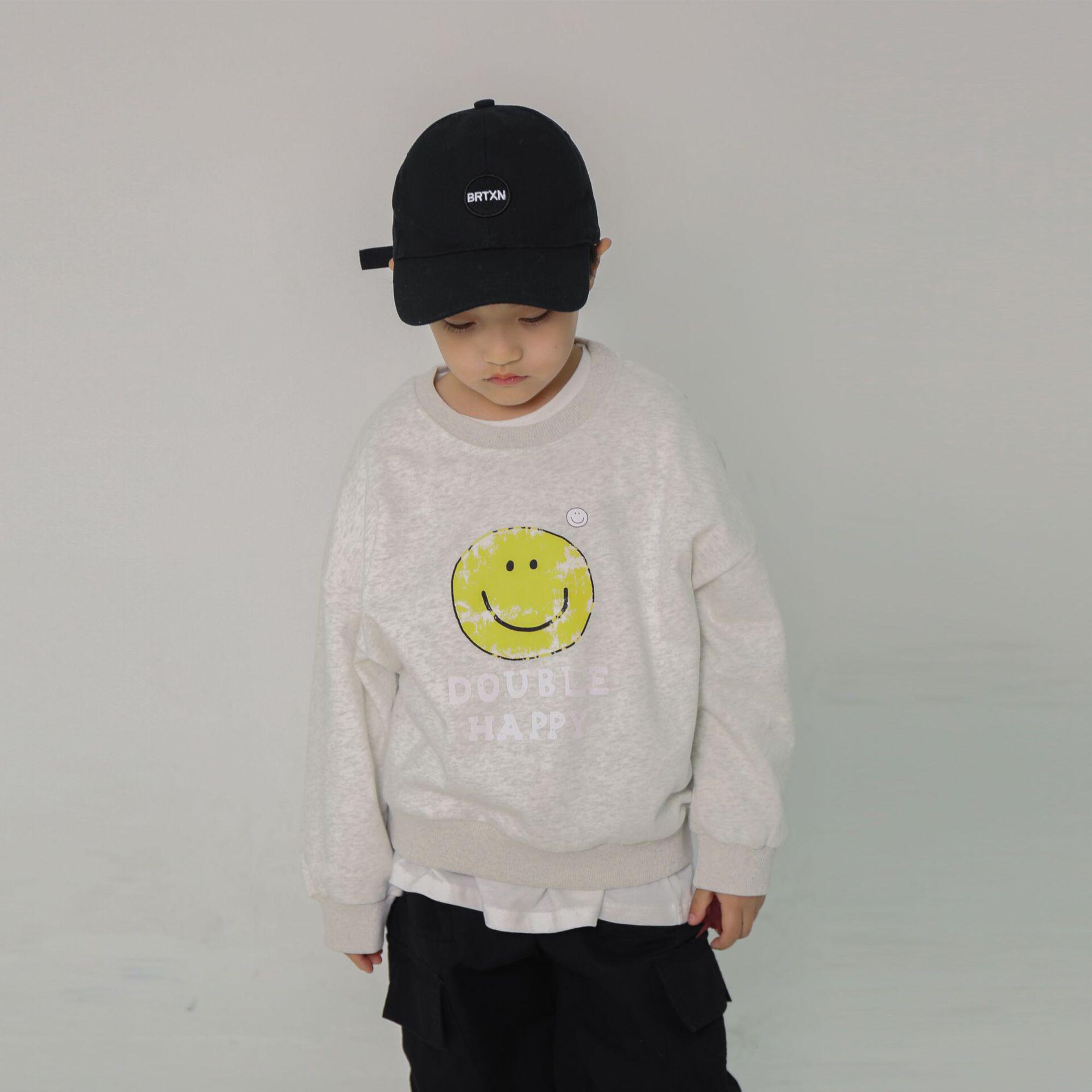 阿黎童装春秋季新款男童字母笑脸休闲卫衣儿童宽松舒适套头上衣