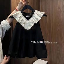 韩国女童连衣裙2023夏季洋气背心裙儿童时尚荷叶边连衣裙