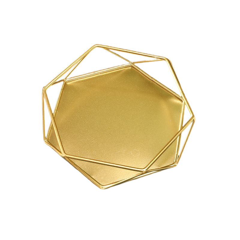 Nordic Ins Cosmetics and Jewelry Tray Geometric Glass Golden Tray Shooting Props Creative Ins Decoration Tray